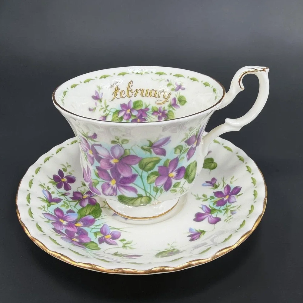 Royal Albert February Violets Flower of the Month Teacup and Saucer Set England